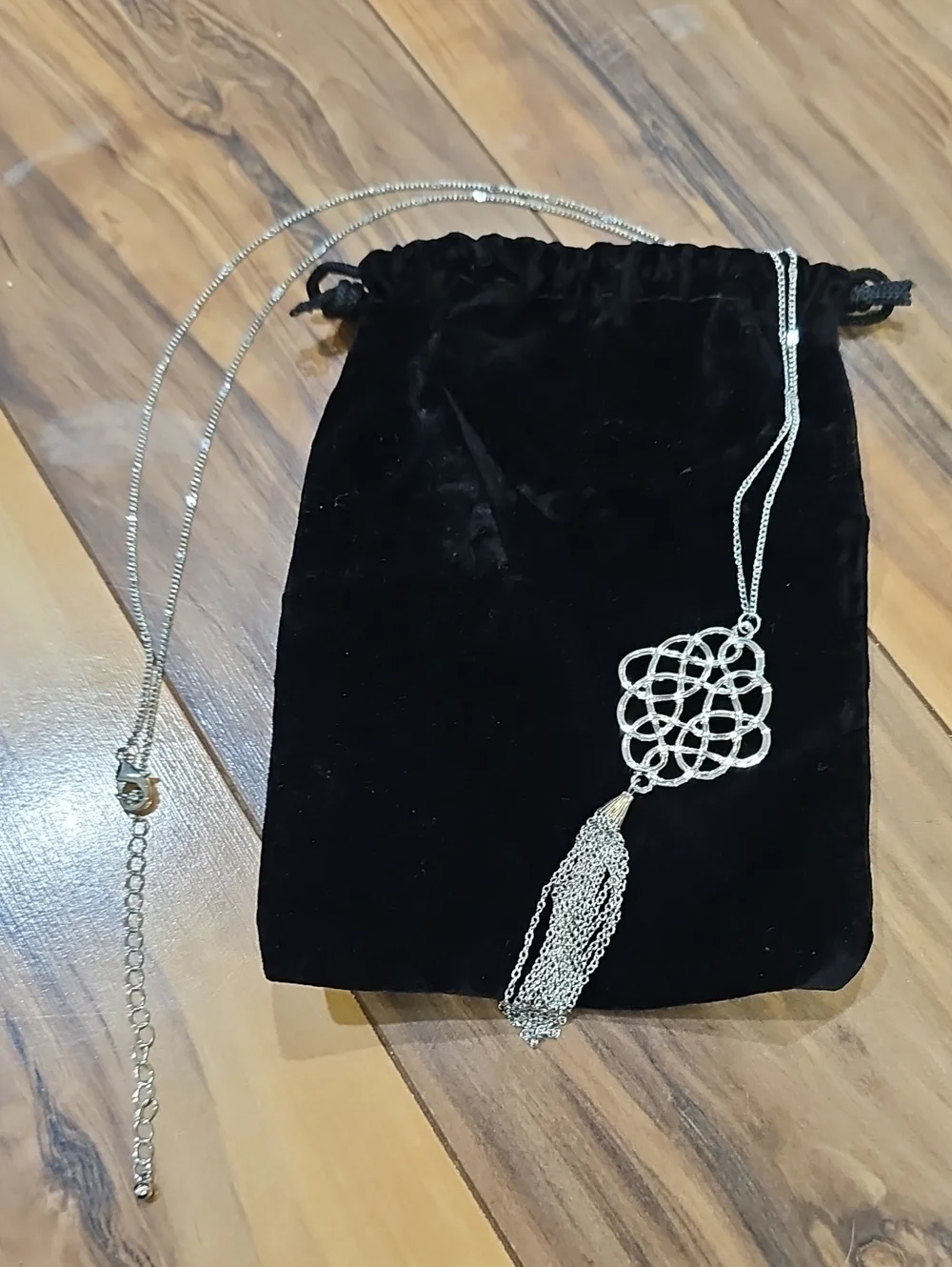 Silver Filigree Tassel Pendant Necklace